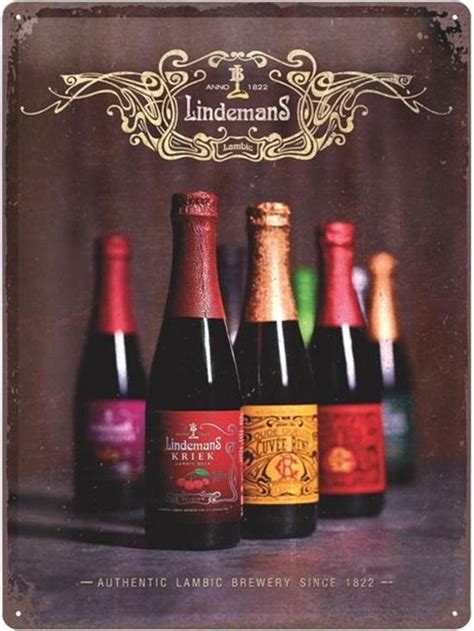 Lindemans Lambic Beers Metalen wandbord in reliëf 30 x 40 cm bol