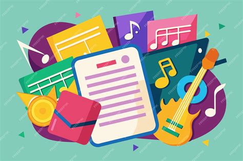 An Illustration Depicting A Variety Of Musical Elements Including Notes