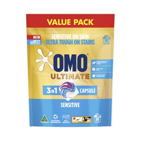 Buy OMO Ultimate 3 In 1 Capsules Sensitive 50 Pack Coles