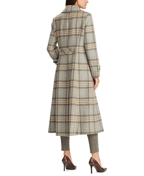 Lauren Ralph Lauren Plaid Double Breasted Wool Blend Coat And Reviews