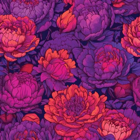 Premium Vector Seamless Colorful Peony Pattern