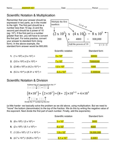 Multiplying Scientific Notation Worksheet Englishworksheet My Id