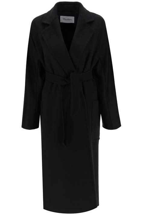 Max Mara Olea Camel Wrap Coat Black Editorialist
