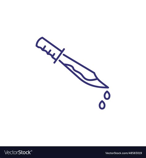 Knife With Blood Line Icon Royalty Free Vector Image