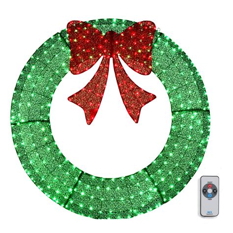 Ktaxon Pre Lit 48in Large Christmas Wreath With Bow Outdoor Decor 315 Led Lights Green