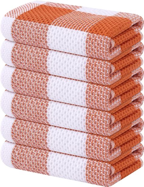 Amazon Homaxy Cotton Waffle Weave Check Plaid Kitchen Towels