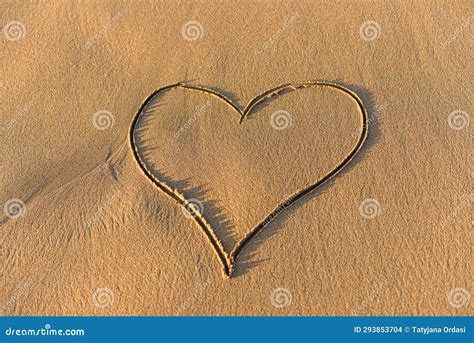 Heart Shape Drawn In The Sand On A Beach Stock Photo Image Of Draw