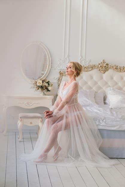 Premium Photo Morning Of A Beautiful Young Bride In A Boudoir Dress