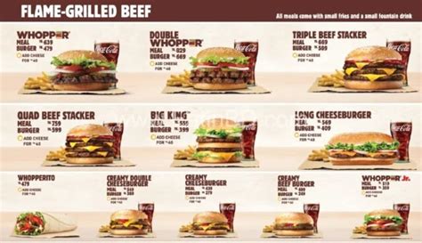 Burger King Menu With Prices Your Ultimate Fast Food Guide