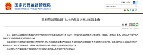 合源生物 CD19 靶向 CAR T 疗法纳基奥仑赛获批上市 细胞 患者 治疗