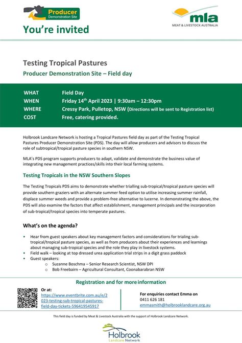 Testing Tropical Pastures Field Day Holbrook Landcare Network