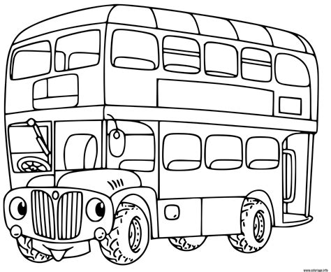 Coloriage Bus Enfants Deux Niveaux Dessin Bus à Imprimer