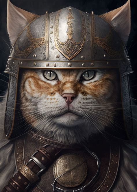 Viking Cat Wearing Helmet Poster By Chris Nolan Displate