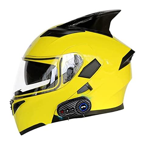 Full Face Carbon Fiber Bluetooth Motorcycle Helmets Unisex Adult Dot Approved Flip Up Modular