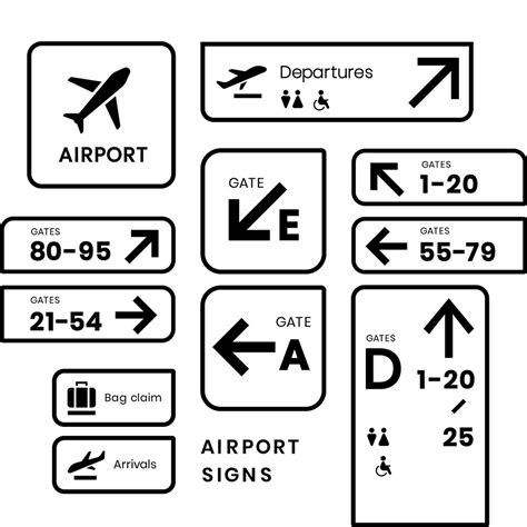 Airport signs icon vector set | Premium Vector - rawpixel