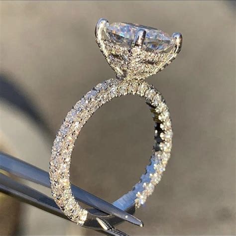 Cushion Cut Solitaire Pave Engagement Rings