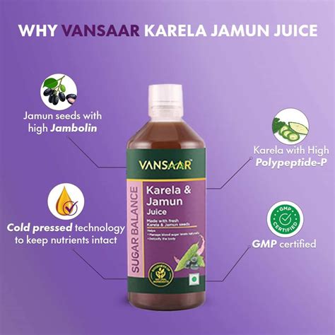 Buy VANSAAR KARELA JAMUN JUICE 1L MANAGES BLOOD SUGAR CONTROL