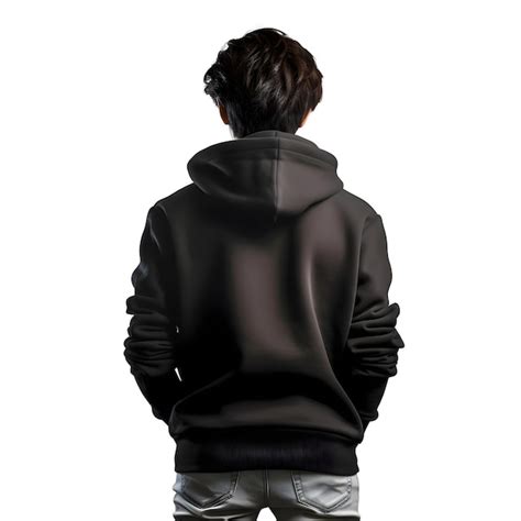 Free Psd Back View Of Man In Black Hoodie Isolated On White Background