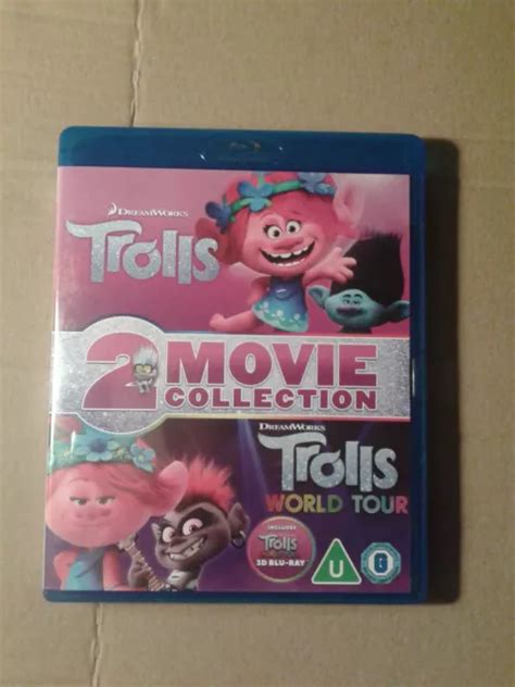 DREAMWORKS TROLLS 1 2 World Tour 2D And 3D Movie Collection Blu Ray