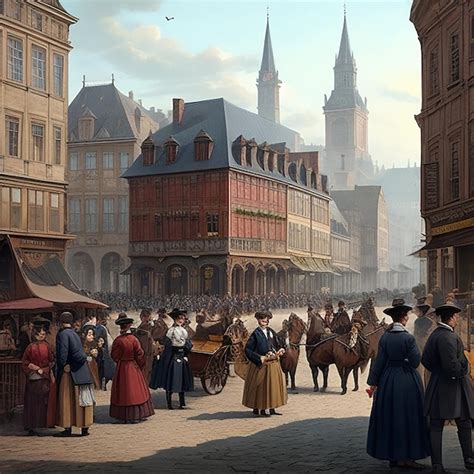 Premium Ai Image Create An Image Of A Bustling City Square In The 1800s