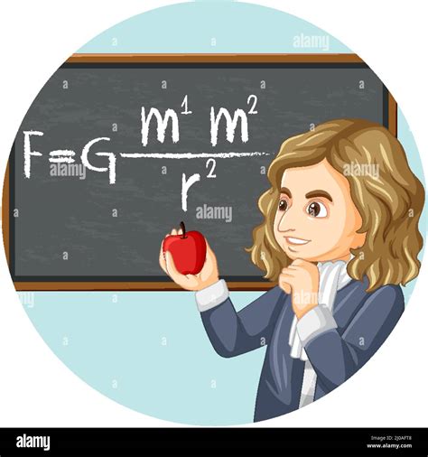 Portrait D Isaac Newton Dans Une Illustration De Style Dessin Anim