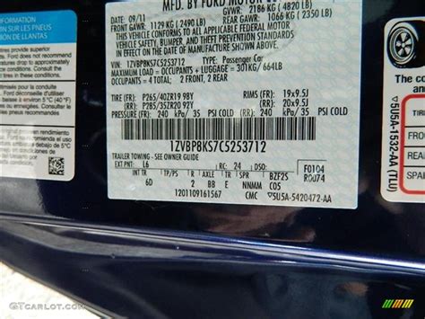 2012 Mustang Color Code L6 For Kona Blue Metallic Photo 58159480