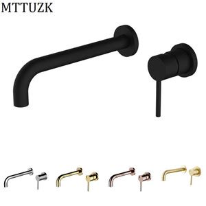 Jual Nordic Minimalist Solid Brass Brushed Rose Gold Concealed Wall Mounted Basin Faucet Hot