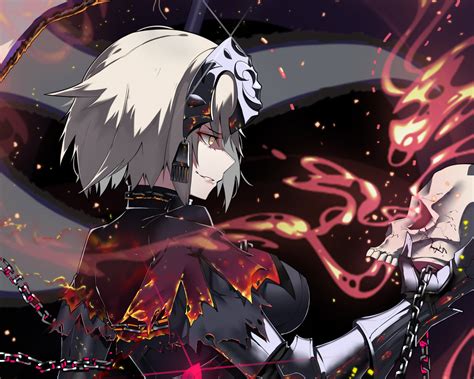 壁纸 命运大秩序 命运系列 Jeanne Alter Fate Grand Order 珍妮d弧 Avenger Fate Grand Order 短发 金发 黄眼睛 头骨