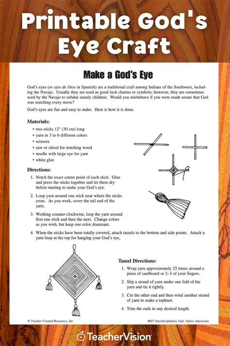 Make A God S Eye Printable Native American Activities 2nd 5th Grade