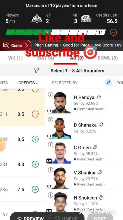 Today Dream 11 Team 🎯dream11team Ipl2023 Cricket 🎯shorts 🎯like