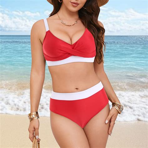 Linfrsh Womens High Waisted Bikini Sets Ruffle Cheeky Tummy Control Low Rise Bikini Set Push Up