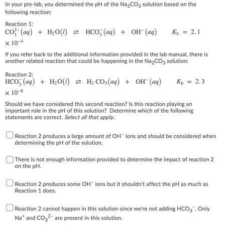 In your pre-lab, you determined the pH of the Na2CO3 | Chegg.com