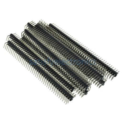 5PCS 2 54mm 2 X 40 Pin Male Double Row Right Angle Pin Header Strip EBay