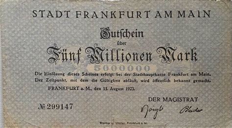 Deutschland Deutsches Reich Mio Mark Notgeld Der Stadt