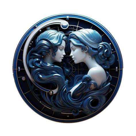 Premium Psd Gemini Zodiac Sign Represented By Two Female Youths In Circle White Background