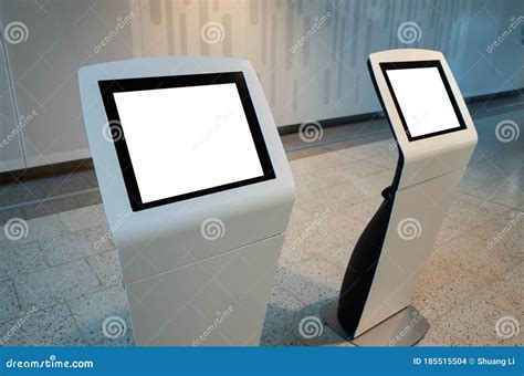 Blank White Mockup Background Template Of Two Touch Screen Kiosk