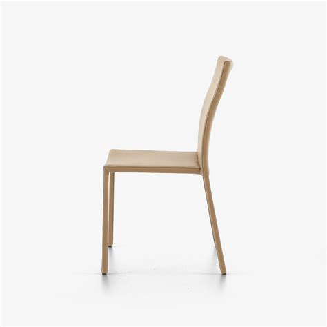 Chaises Bridges Tabourets Slim Chair Chaise Cuir Beige Ligne Roset