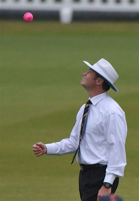 Simon Taufel With A Prototype Pink Ball Espncricinfo