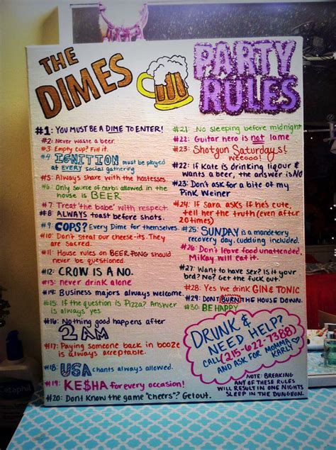 College party rules | Party rules, House party rules, Fun adult