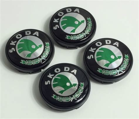 Buy 4 x Skoda Green Logo Wheel Trims Lloy Wheel Badge Centre Hub Caps ...