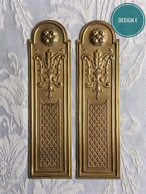 Pair Antique Brass Push Plates Grills Door Finger Plates Etsy Uk