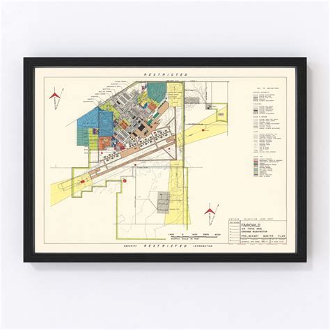 Fairchild Air Force Base Map 1951 Old Map of Fairchild Air Force Base Art Vintage Print Framed ...