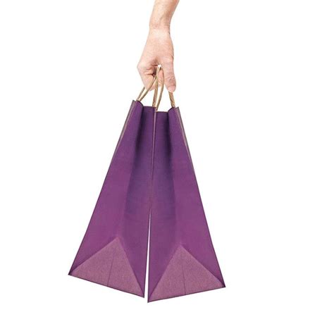 12 * 16 * 6 Inches Custom Kraft Paper Bags , Purple Paper Bags With Handles