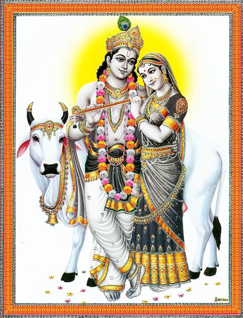 Radha Krishna with Cow - Poster