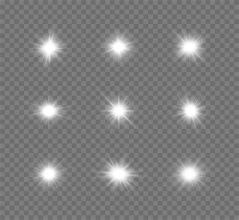 Conjunto De Estrelas Brancas Brilhantes Efeito De Luz Estrela Brilhante