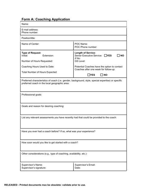 Coaching Application Form Template Prntbl Concejomunicipaldechinu Gov Co