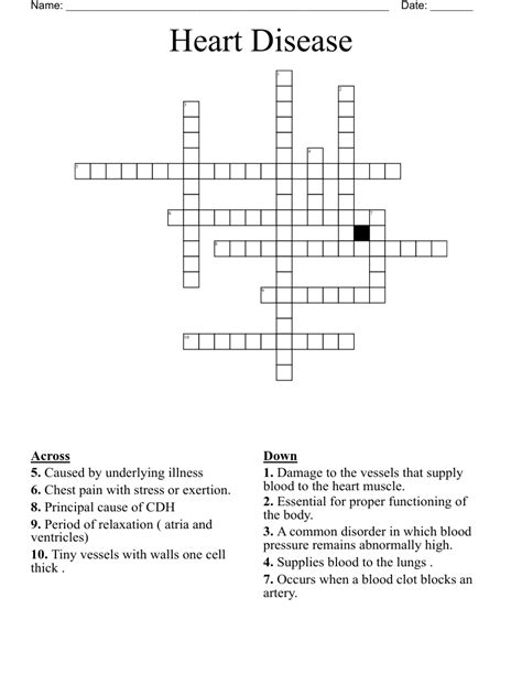 Heart Disease Crossword Wordmint