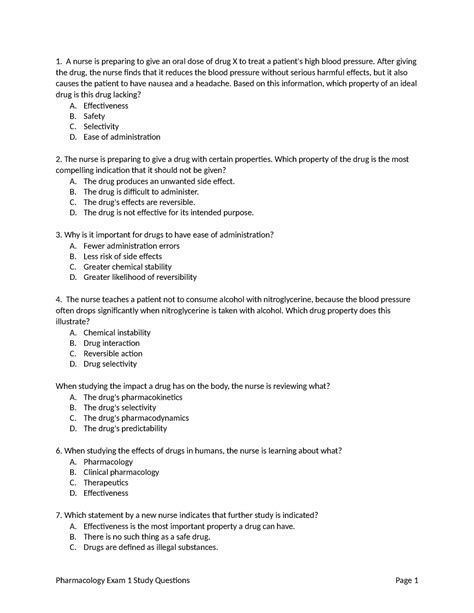 Exam 1 Pathopharm Study Guide A Nurse Is Preparing To Give An Oral