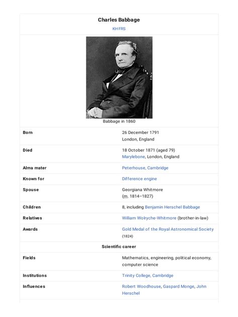 Charles Babbage - Wikipedia | PDF | Computing | Physical Sciences