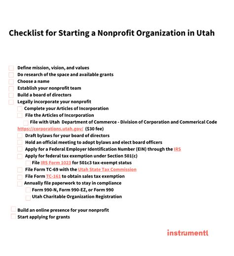 The Complete Checklist For Starting A Nonprofit Organization Instrumentl